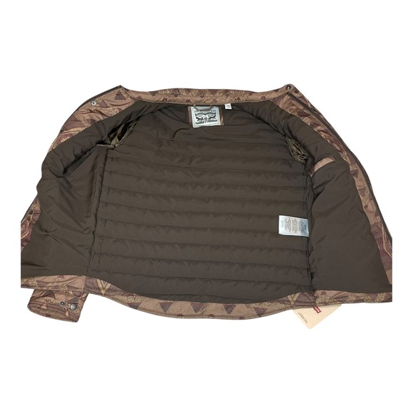 NWT Levis Mens Geometric Print Quilted Lightweight Insulation Jacket Brown SMALL - Picture 3 of 12